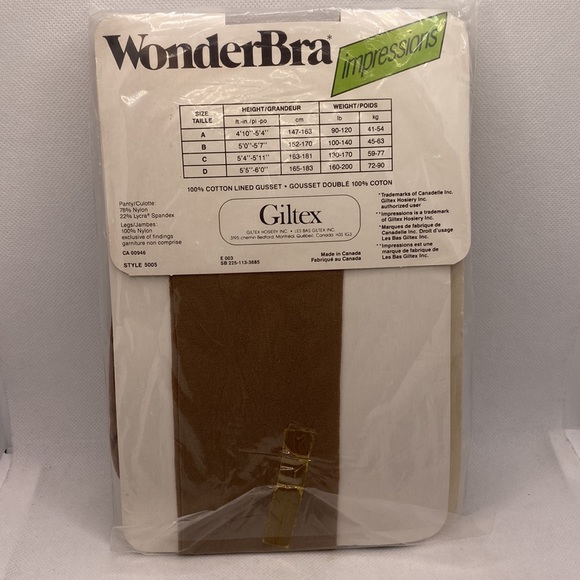 WonderBra Impressions Pantyhose Nylons Mink Size B 100-140 lbs - Picture 5 of 9